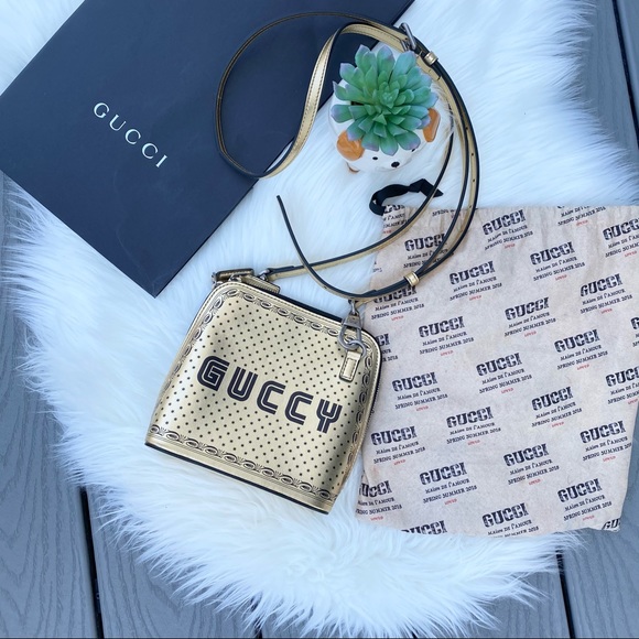 Gucci “Guccy” Black and Gold Crossbody - Picture 1 of 11